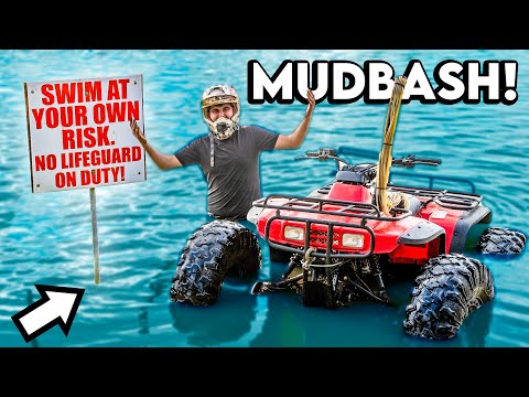 FLOATING MY FOUR-WHEELER ACROSS LAKE! *MUD BASH 2023*