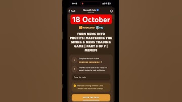 MemeFi YouTube video code today 18 October | MemeFi YouTube video secret code today | #crypto