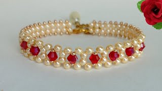 Simple bracelet || how to make simple bracelet at home || simple and easy bracelet making with beads