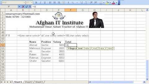 MS Excel 2003 Part 27) Functions in Dari / Farsi Omar Akbari