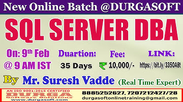 SQL SERVER DBA Online Training @ DURGASOFT