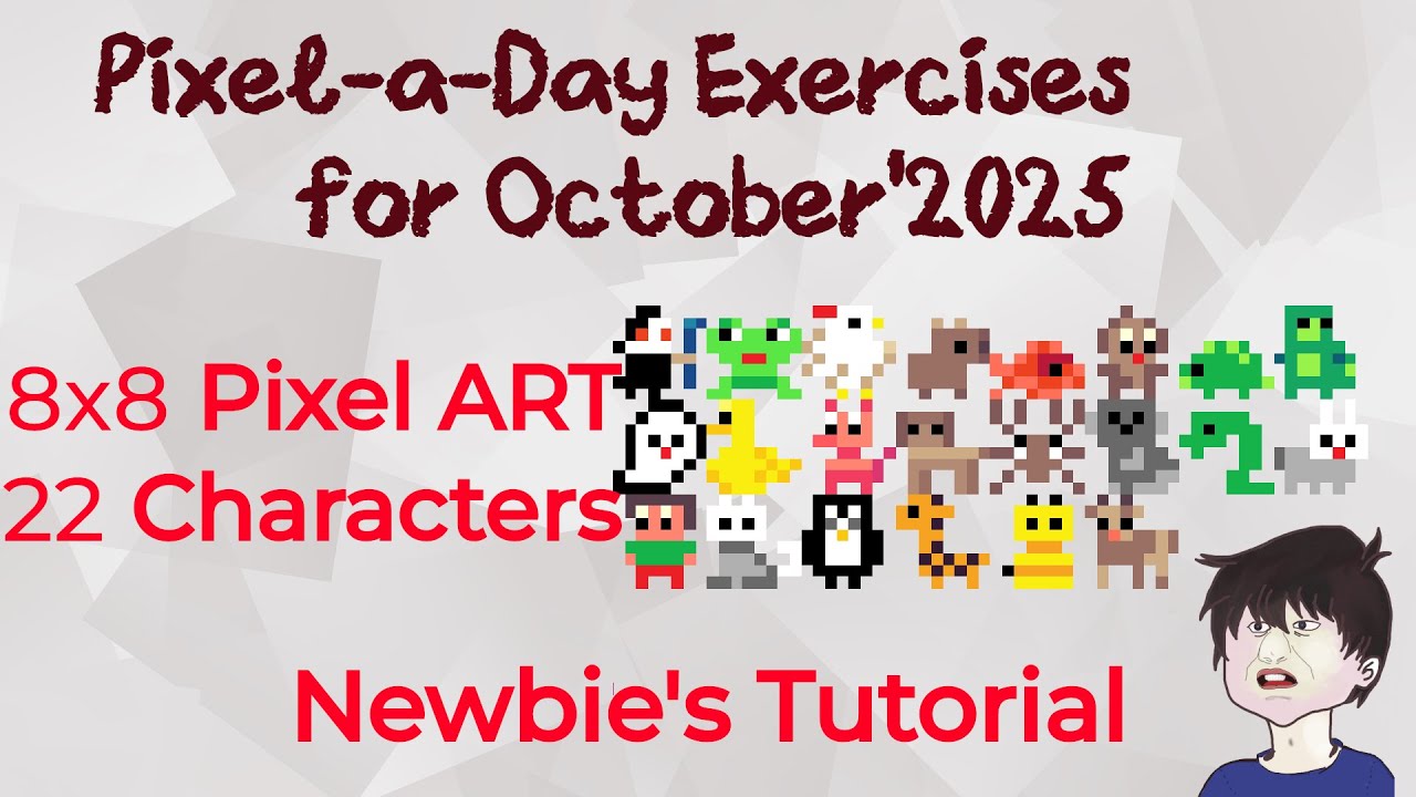 Pixel Art (8x8) 22 Characters' HowTo | Newbie's Tutorial | Pixel-a-Day ...