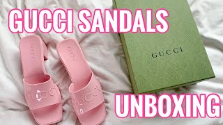 GUCCI SLIDES UNBOXING  GUCCI GG BLOOMS SLIDES REVIEW 