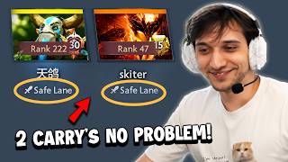 When Arteezy plays DOUBLE CARRY with Skiter in ranked...