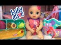 BABY ALIVE real as can be baby doll before Daycare morning routine packing diaper bag &amp; Lunch box