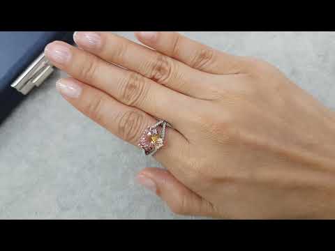 Ring with bi-color tourmaline 4.03 ct  and diamonds in 18K white gold Video  № 1