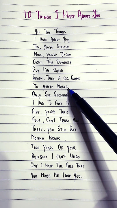10 things I hate about you~ Leah Kate 😞 #lyrics #song #songlyrics #music #shortsfeed #shorts #viral