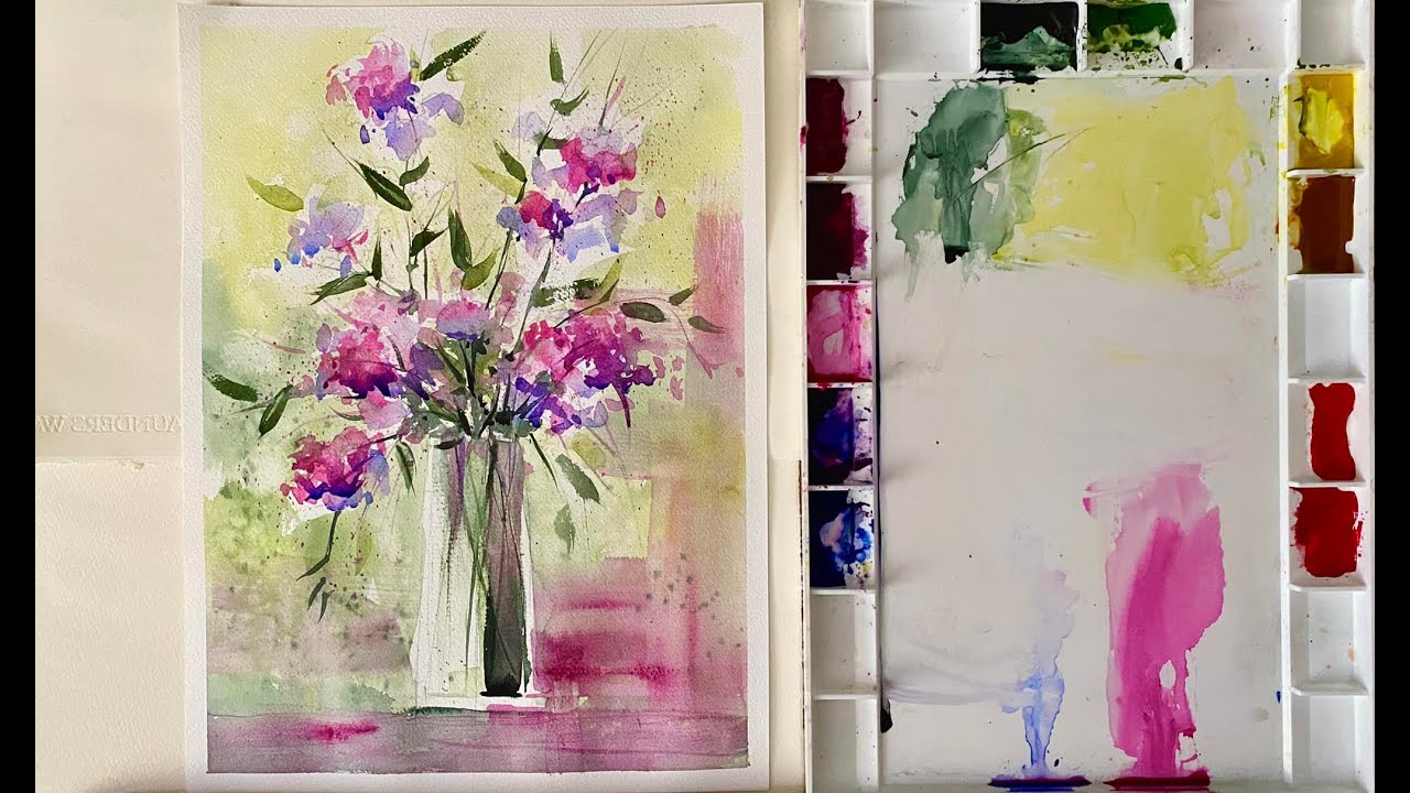 Watercolor Painting For Beginners How to Paint Loose Flowers & Vase ...
