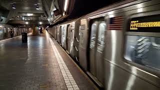 Nyct Manhattan Bound 2005-2010 Alstom Sa R160A-2 Alstom Train Departing Jamaica Center