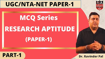 Part-1| Research Aptitude MCQ for UGC NET | UGC NTA NET 2021 | UGC NET Paper 1