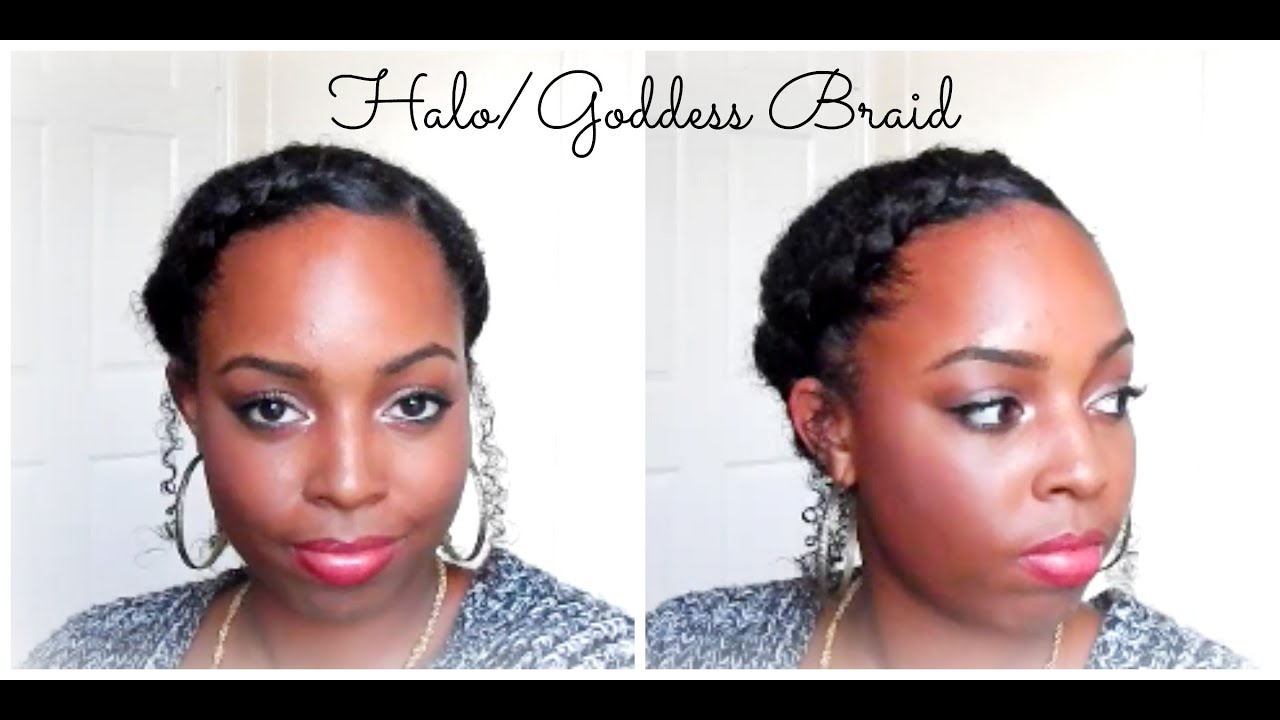 Halo Goddess Braided Updo On Natural Hair YouTube