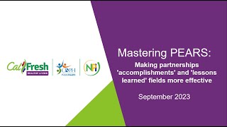 (Audio Description) Reporting partnerships accomplishments and lessons learned