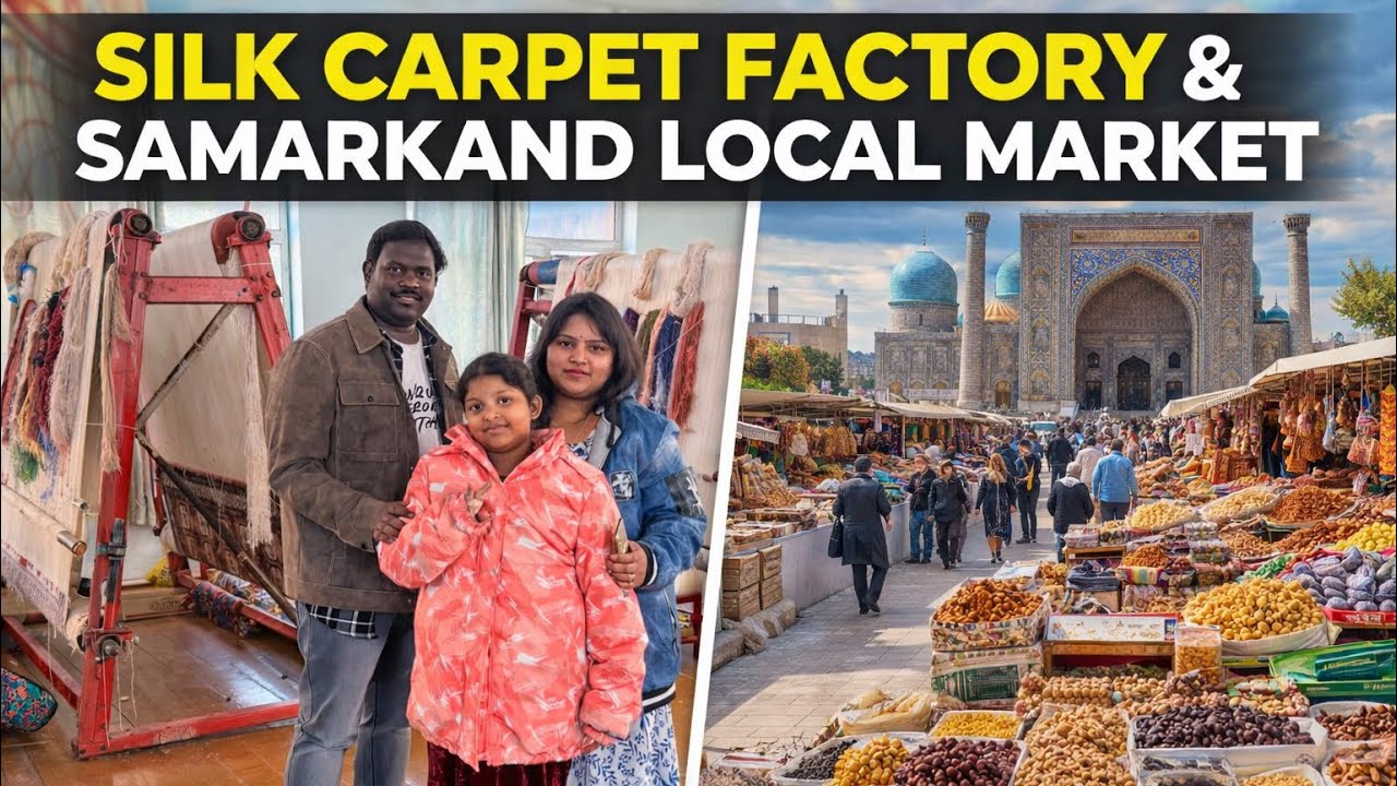 Samarkand Local Market 😍 | Silk Carpet Factory Tour | Uzbekistan Vlog