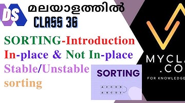 DS 36--   Sorting-Introduction-In-place & Not In-place Stable/Unstable sorting (മലയാളം)