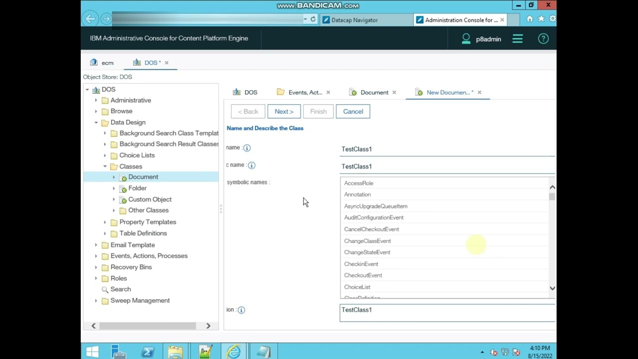 How to Create Document Class in IBM FileNet ACCE