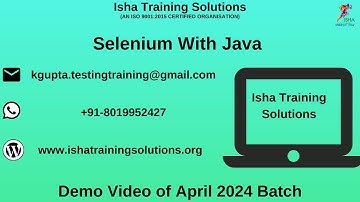 Selenium and Java Demo Video On 26th April 2024.Call/WhatsApp us on +91-8019952427 to Enroll