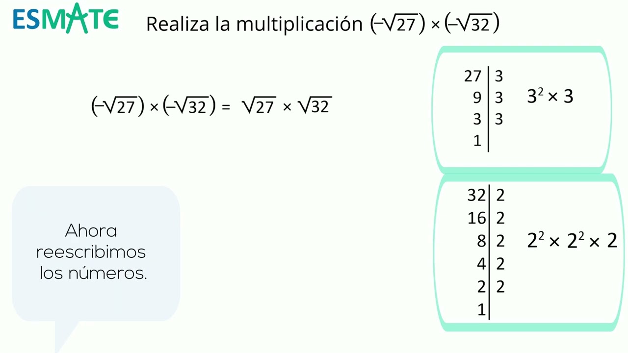 9.° U2 | 2.6 Multiplicación de raíces cuadradas utilizando la