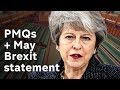 PMQs + Theresa May Brexit statement LIVE