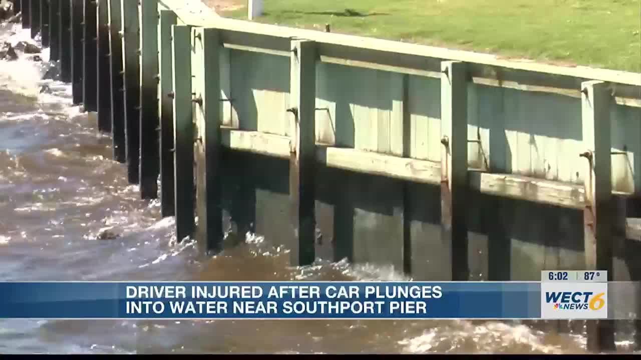 Driver injured after car plunges into water near Southport pier - YouTube