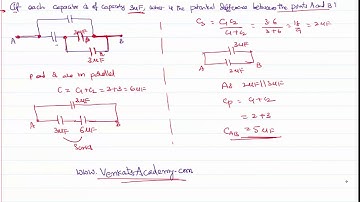 Equivalent capacity between two points of electric circuit in electric potential and capacitance