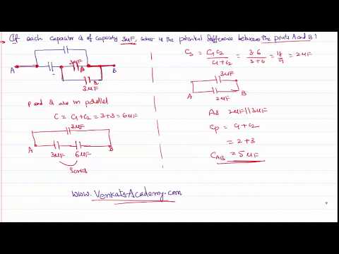 Equivalent capacity between two points of electric circuit in electric potential and capacitance