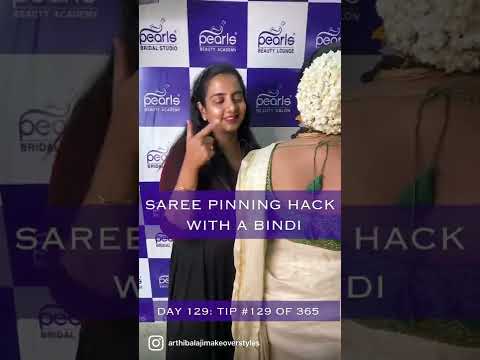 Download SAREE PINNING HACK WITH A BINDI 🎓Makeup & Beauty Tips for 365 days🎓 #sareedraping #sareedrape