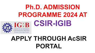 CSIR-IGIB PhD 2024 Notification Out