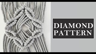 Diamond Pattern for Macrame Projects using Double Half Hitch Knots. Idea for Macramé Wall Hanging
