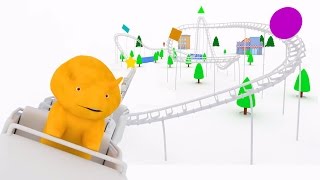 Aprender formas con Dino el Dinosaurio en la Montaña Rusa | Dibujo animado educativo para niños