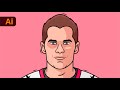 Adobe Illustration Tutorial - How to Draw Face Portrait (Tom Brady)