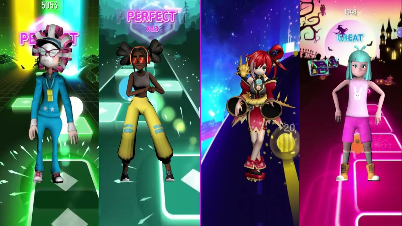 Tiles Hop: EDM Rush - dancing girls!!!