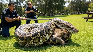 Brave Heroes Save Monkey from a giant Python Attack Heroic Rescue Team Saves Monkeyfrom GIANT Python