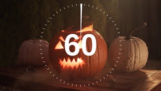 🍁🍂🎃1 Minute Timer With Halloween Music Pumpkin Background 🎃🍂🍁