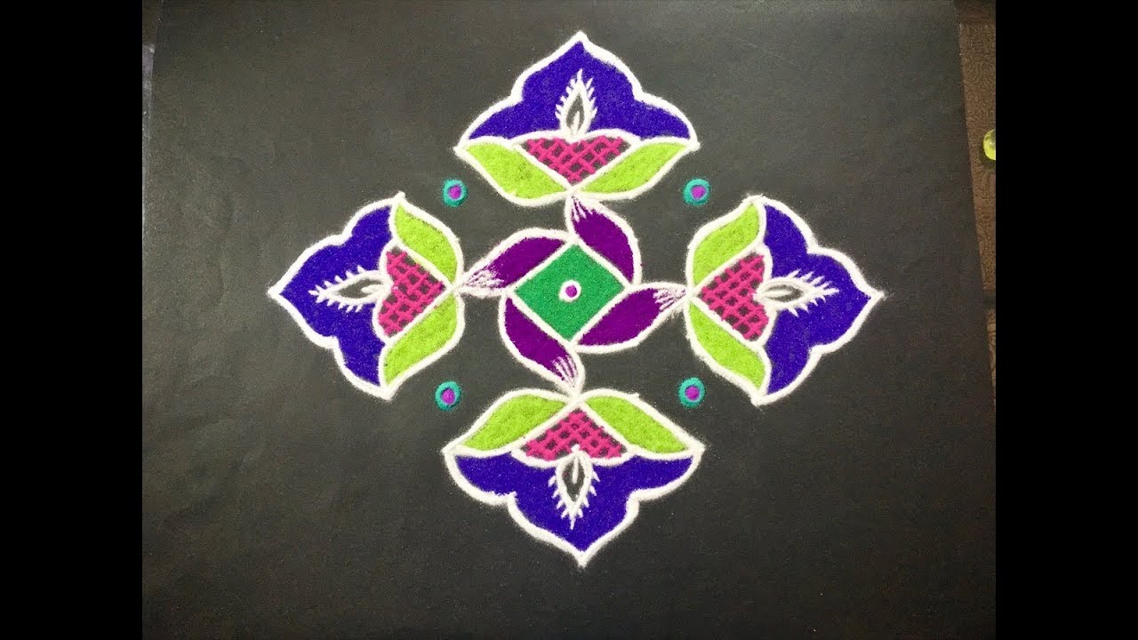 Simple Deepa Rangoli Design with Colours & Dots 11x1 for Beginners ...