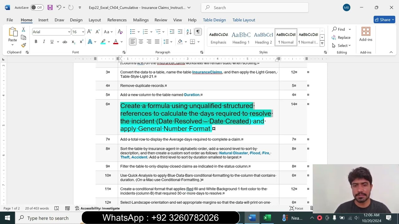 Exp22_Excel_Ch04_Cumulative - Insurance Claims 1.2 | excel Chapter 4 Cumulative - Insurance Claims