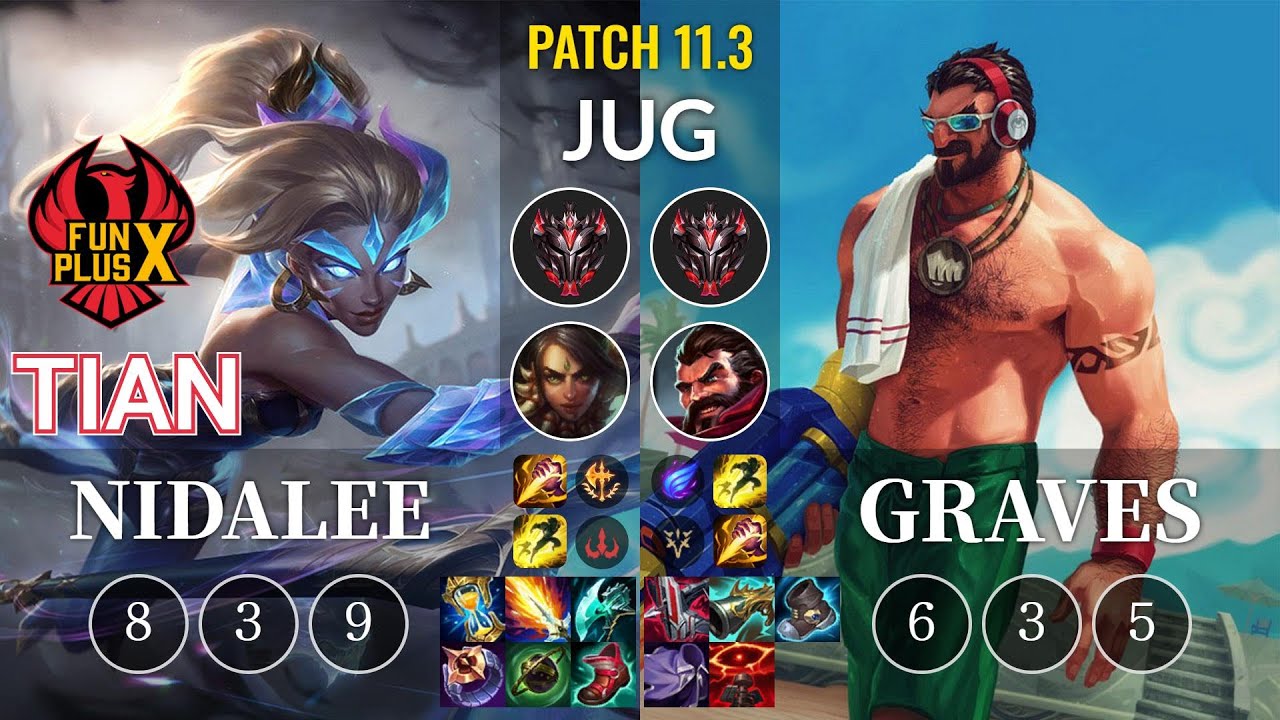FPX Tian Nidalee vs Graves Jungle - KR Patch 11.3