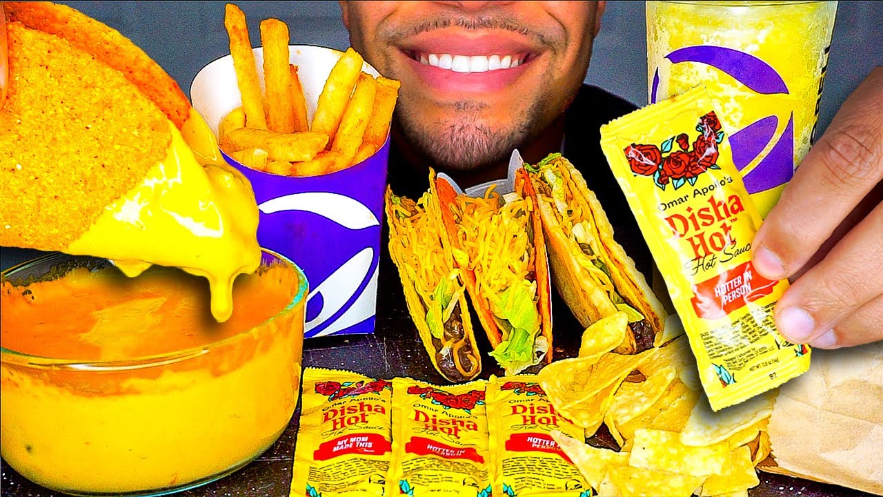 ASMR TACO BELL NACHO CHEESY FRIES CINNAMON TWIST MUKBANG FAST FOOD *SAVAGE EATING* NO TALKING JERRY