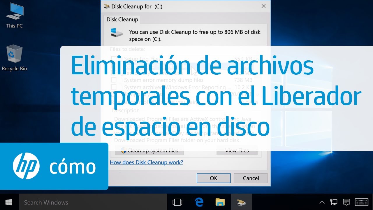 Eliminación de archivos temporales con el Liberador de espacio en disco |  HP Computers | HP Support - YouTube