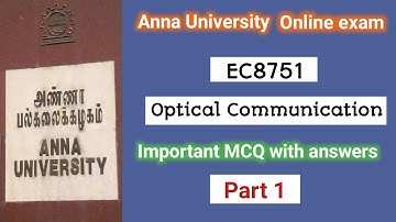 🔥 EC8751 Optical communication 🔥 Important MCQ,s with Answers | Online exam