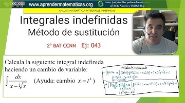 Integral indefinida. Método de sustitución o cambio de variable. CCNN2 043. José Jaime Mas