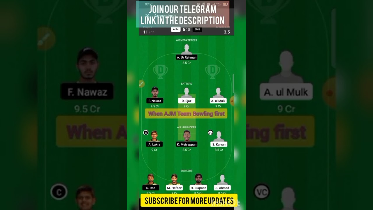 AJM vs EMB Dream11 Prediction 🤑 Dream11 Prediction 😱GL Tips🏏🏏