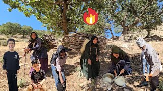 The real life of nomads without censorship! From collecting firewood to making hot tea with Farzaneh