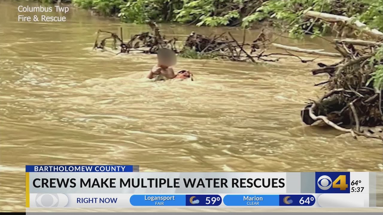 Bartholomew County crews make multiple water rescues - YouTube