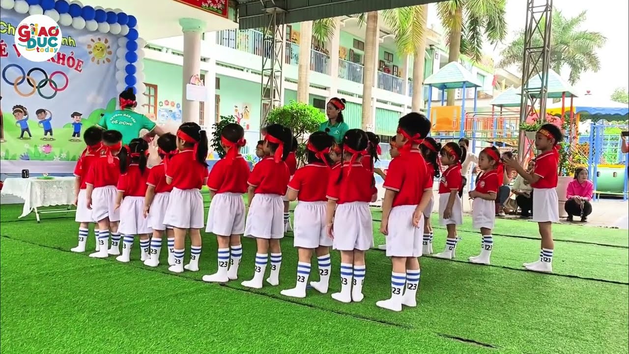 Tiết dạy GVDG cấp tỉnh Thể dục Chuyền bắt bóng hai bên theo hàng dọc - Độ tuổi 3 - 4 tuổi