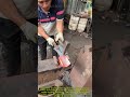 Master blacksmith crafts perfect knife edge by cutting: slaughtering materials for making machetes