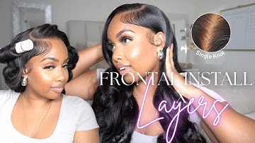How To: Get Side Part + Layered Bombshell Curls | *Single Knot* Frontal Wig Install | Alipearl Hair