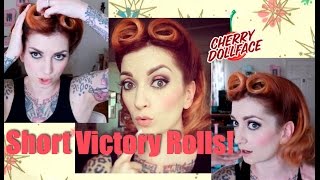 Victory Rolls For Short Hair! Vintage Hair Tutorial by CHERRY DOLLFACE Victory Rolls For Short Hair! Vintage Hair Tutorial by CHERRY DOLLFACE