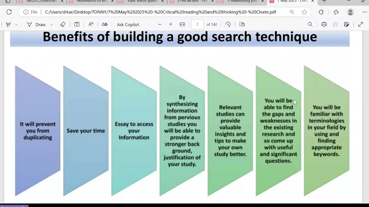 Honours Research Training Workshop - Critically reading and critical thinking skills