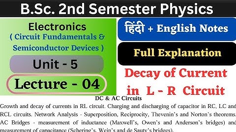 Decay of Current in L-R Circuit | Unit-5 | L-04 | BSc 2nd Semester Physics | Semiconductor Devices