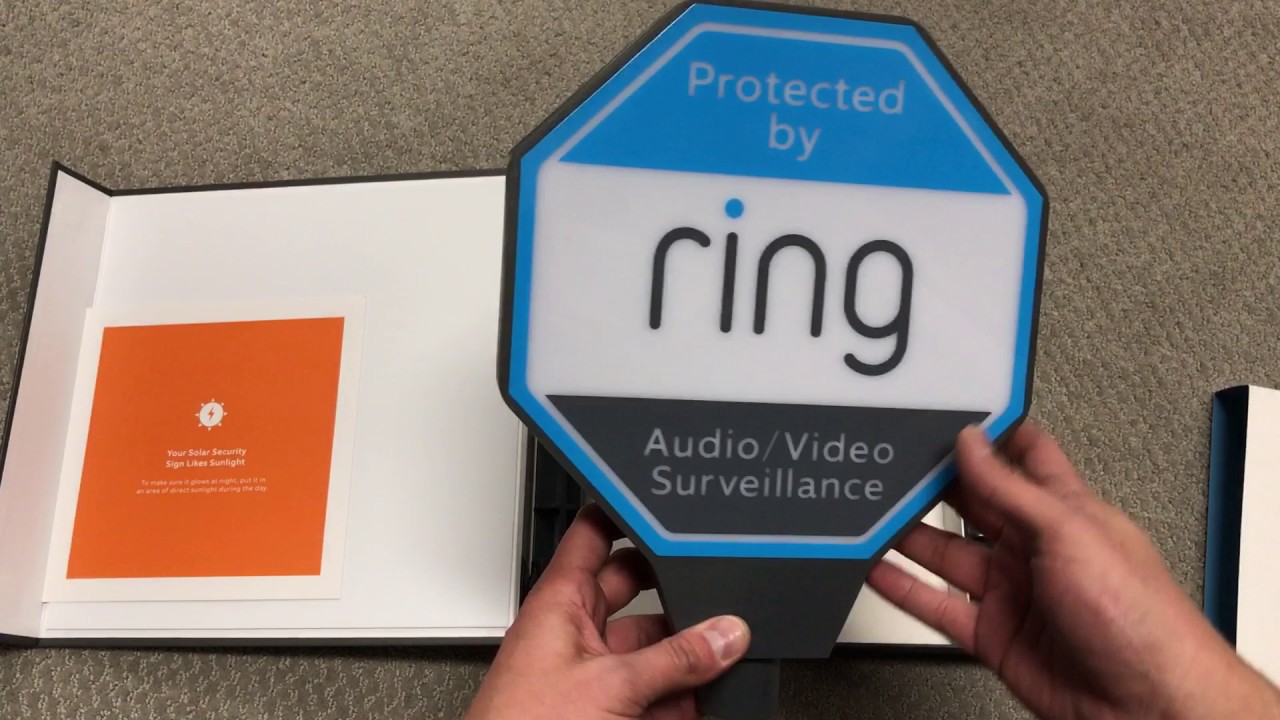 BRAND NEW IN BOX Details about   RING Solar Security Sign Lights up at Night 